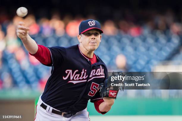 Jeremy Hellickson of the Washington Nationals pitches during the first inning at Nationals Park on May 14, 2019 in Washington, DC.