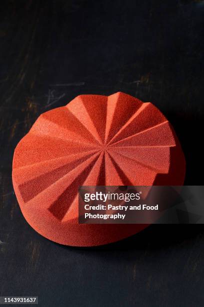 contemporary chocolate mousse cake made in geometric silicone mold - jello mold stock pictures, royalty-free photos & images