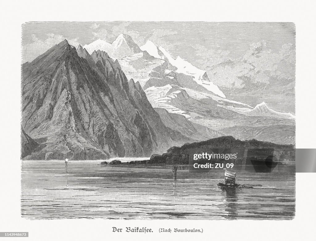 Lake Baikal, South Siberia, Russia, wood engraving, published in 1897
