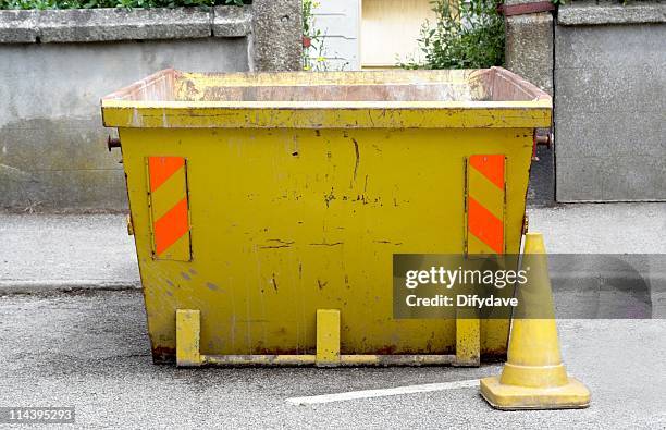 yellow skip - skip bin stock pictures, royalty-free photos & images