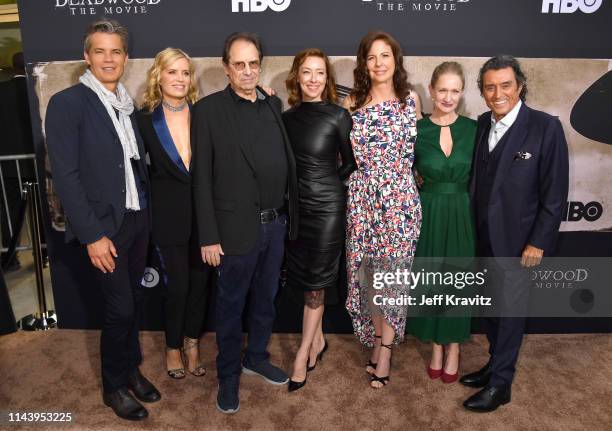 Executive producer Timothy Olyphant, Kim Dickens, writer/executive producer David Milch, Molly Parker, Robin Weigert, Paula Malcomson and executive...