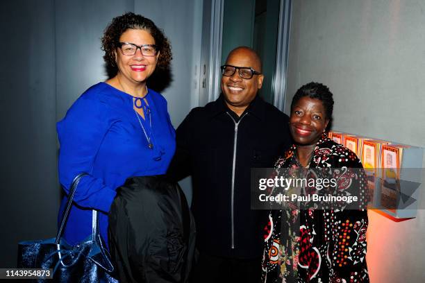 Elizabeth Alexander, Glenn Ligon and Thelma Golden attend Whitney Biennial 2019 Opening Reception at The Whitney Museum of American Art, NYC on May...