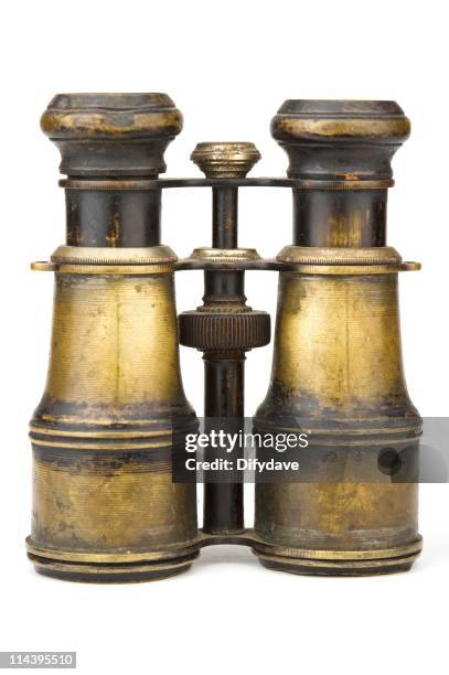 antique binoculars - antique spyglass stock pictures, royalty-free photos & images