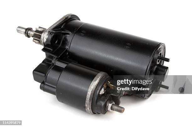 reconditioned car starter motor rear view - car spare parts stock pictures, royalty-free photos & images