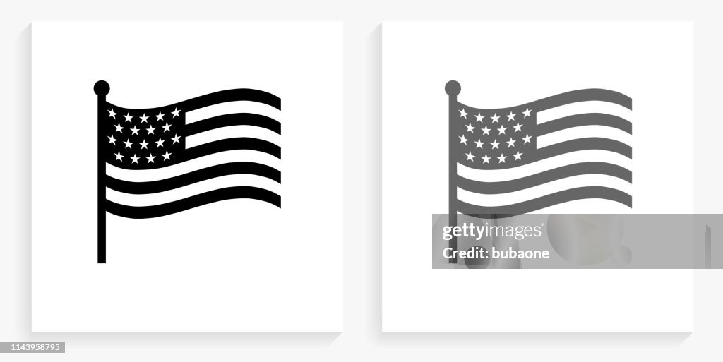 American Flag Black and White Square Icon