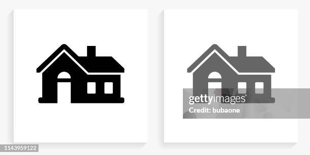 ilustraciones, imágenes clip art, dibujos animados e iconos de stock de casa icono cuadrado blanco y negro - house icon