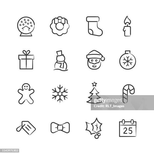 stockillustraties, clipart, cartoons en iconen met kerst iconen-sketchy serie - speculaaskoek