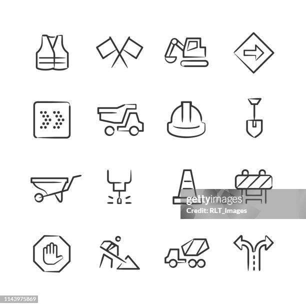 straßenbau icons — sketchy series - betonmischer stock-grafiken, -clipart, -cartoons und -symbole