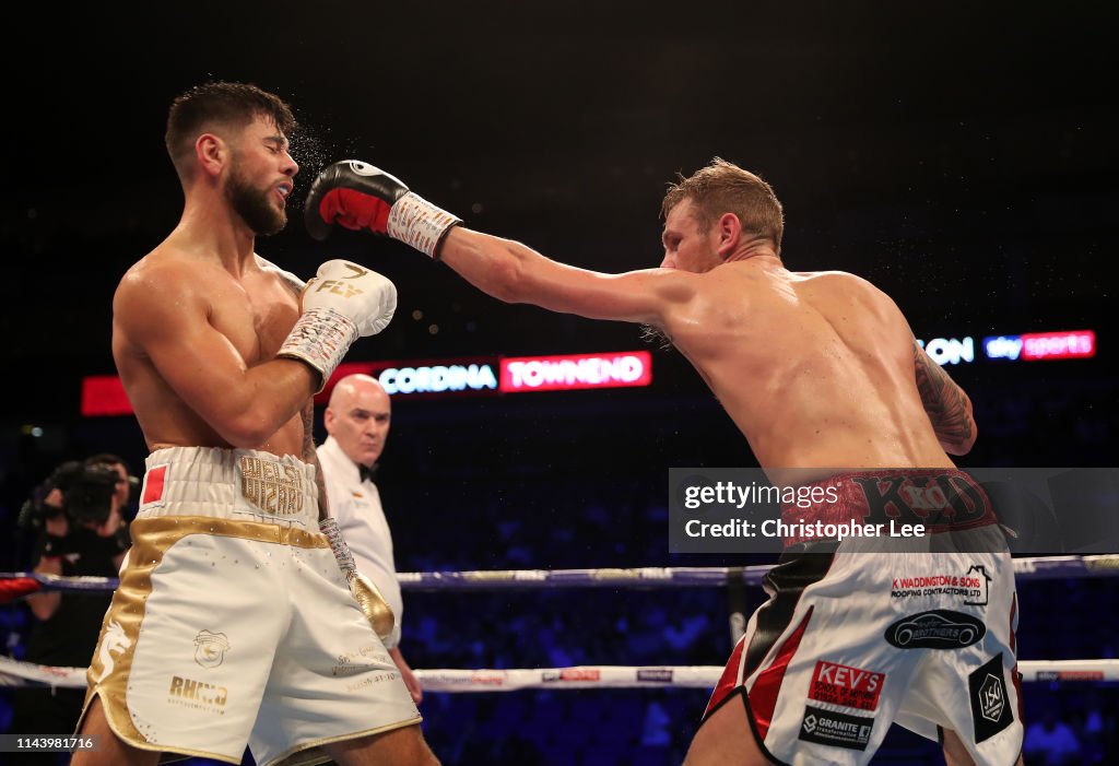 London O2 Boxing Joe Cordina of Great Britain in action with Andy Townsend of Great ...