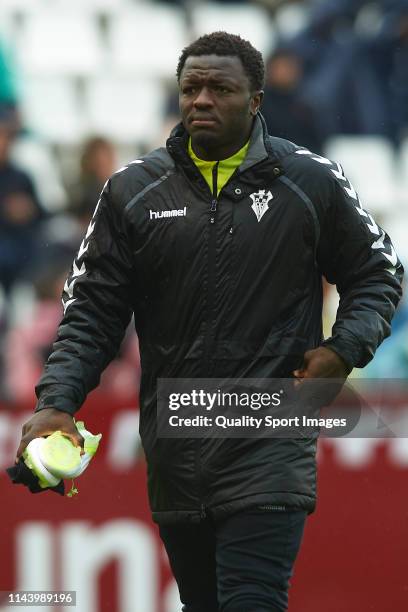 Sulley Muntari of Albacete Balompie looks on prior to the La Liga 123 match between Albacete Balompie and UD Las Palmas at Carlos Belmonte Stadium on...