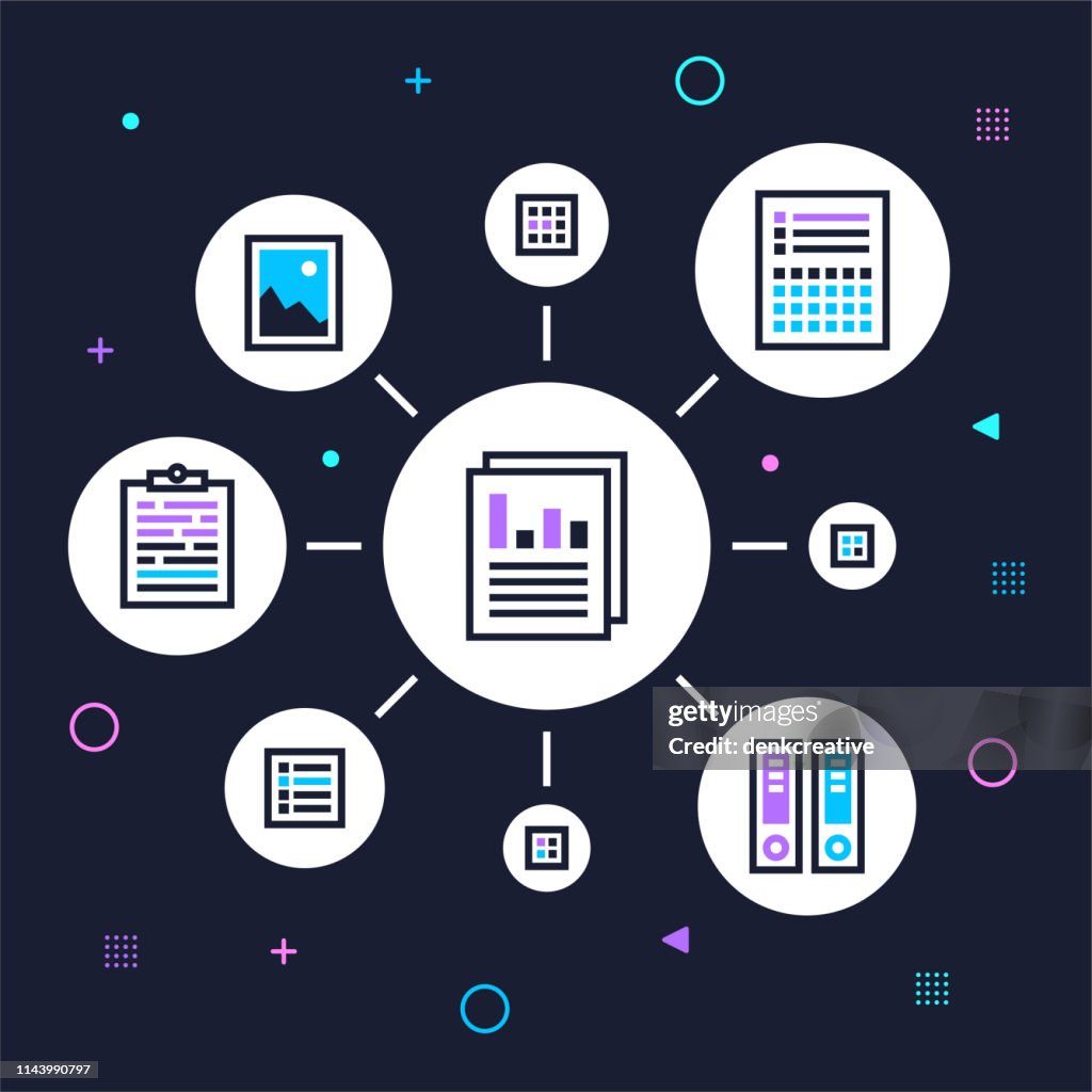 Document Collaboration & Co-Authoring Outline Vector Graphic Concept