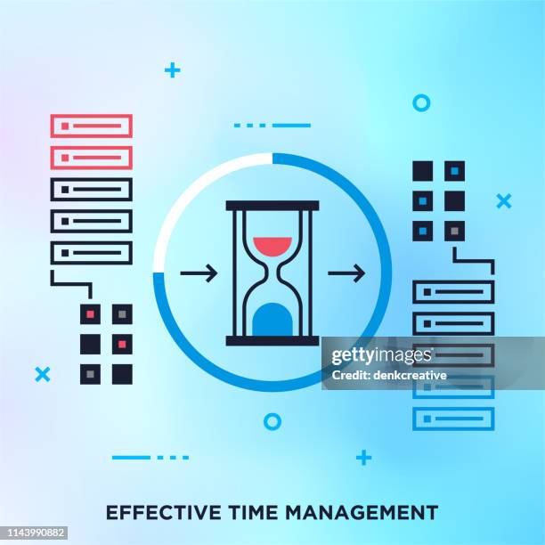 time management skills outline vector graphic concept - office access control stock illustrations