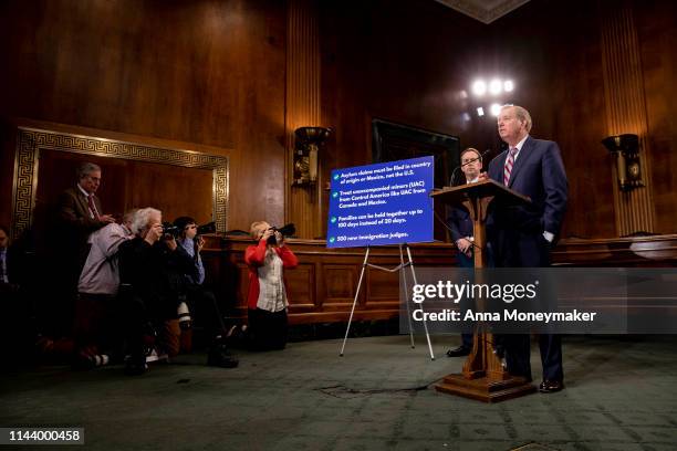 Senate Judiciary Chairman Lindsey Graham, ., speaks at a news conference proposing legislation to address the crisis at the southern border at the...