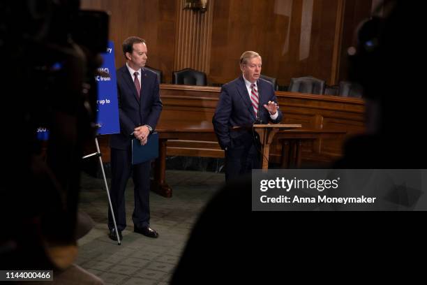 Senate Judiciary Chairman Lindsey Graham, ., speaks at a news conference proposing legislation to address the crisis at the southern border at the...