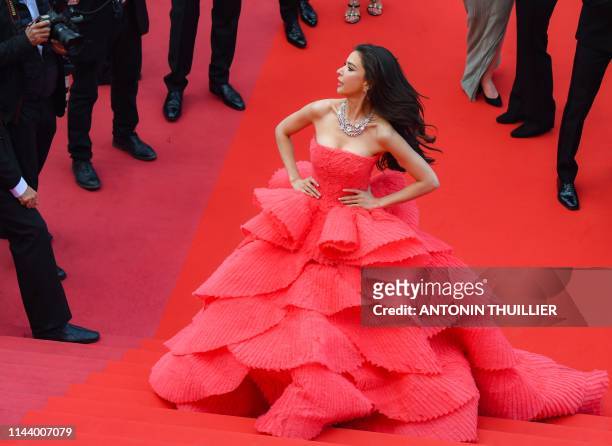 Thai actress and model Sririta Jensen poses as she arrives for the screening of the film "Les Miserables" at the 72nd edition of the Cannes Film...
