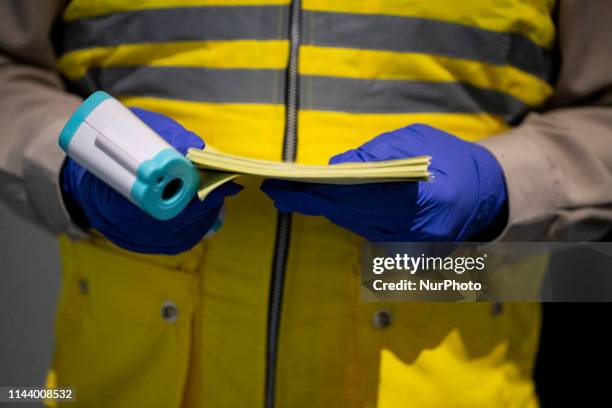 Jakarta, Indonesia, 15 May 2019 : Monkey Pox screening at International Airport Sukarno Hatta-Tangerang-Banten. As in Singapore identifed a person...