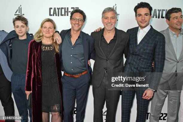 Gerran Howell, Director Ellen Kuras, Grant Heslov, George Clooney, Christopher Abbott and Kyle Chandler attend the London Premiere of new Channel 4...