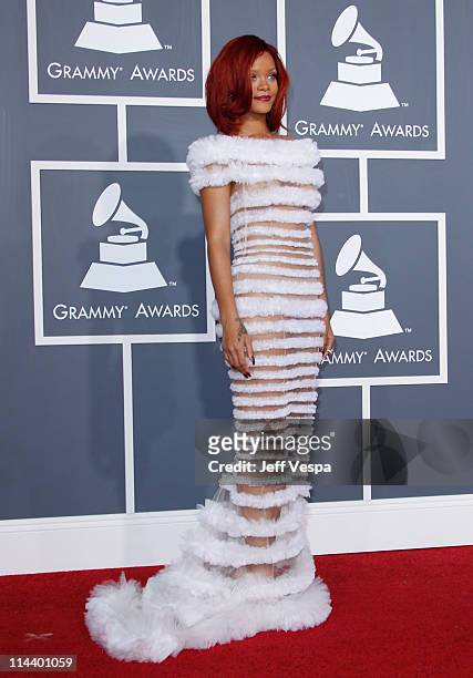 Singer Rihanna arrives at The 53rd Annual GRAMMY Awards held at Staples Center on February 13, 2011 in Los Angeles, California.