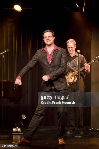 German singer and musician Bodo Wartke performs during a concert at the BKA-Theater on May 15, 2019 in Berlin, Germany.