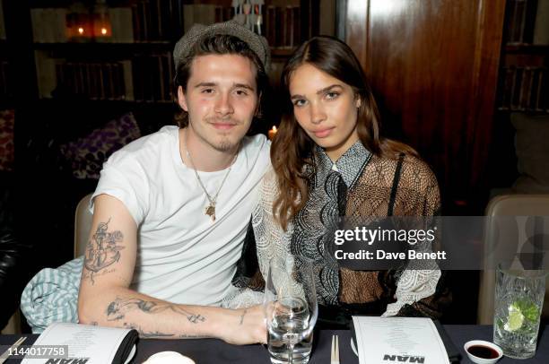 Brooklyn Beckham and Hana Cross attend the Man About Town magazine issue launch at Novikovon May 15, 2019 in London, England.