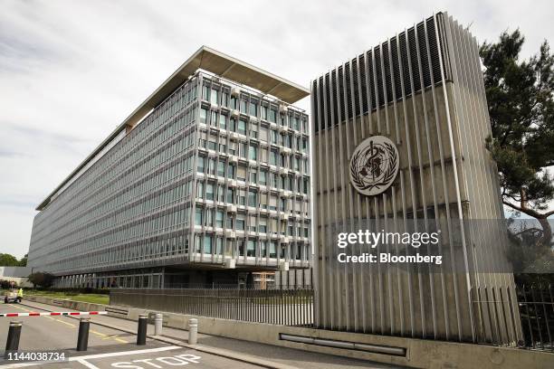 The World Health Organization headquarter building stands in Geneva, Switzerland, on Tuesday, May 14, 2019. While the Swiss city has largely...