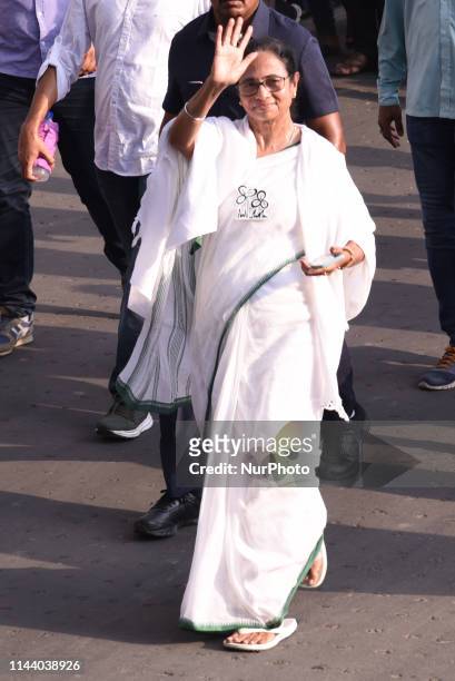 Trinamool Congress Political Party supremo and West Bengal Chief Minister Mamata Banerjee road show at the last day Campaign of India General...