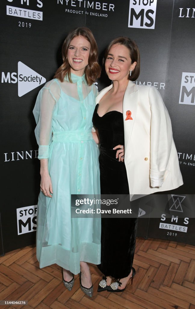 Rose Leslie and Emilia Clarke attend the SMS Battles Quiz for The MS