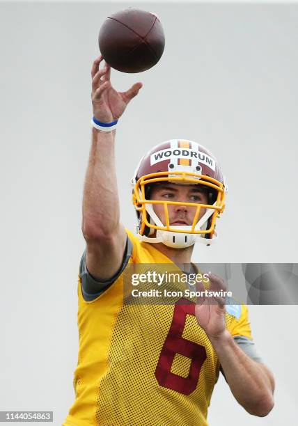 Washington Redskins quarterback Josh Woodrum in action during the Washington RedskinsRookie Camp Mini-Camp on May 11 at Redskins Park in Ashburn,...