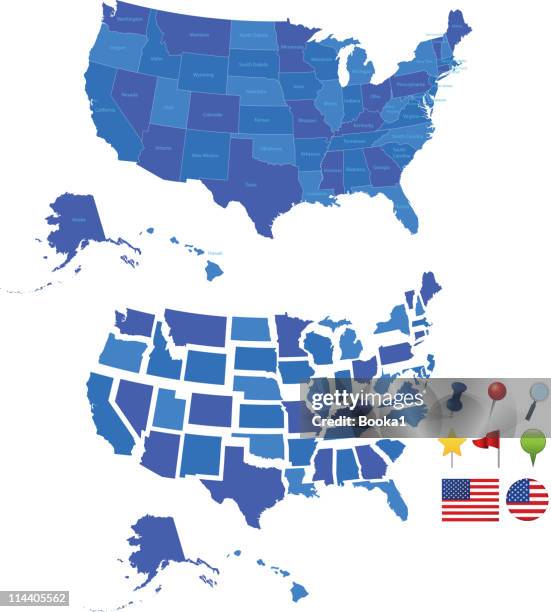 illustrazioni stock, clip art, cartoni animati e icone di tendenza di mappa di stati uniti d'america - minnesota v michigan