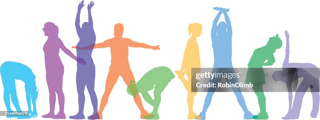 Pastel Colorful Women Stretching