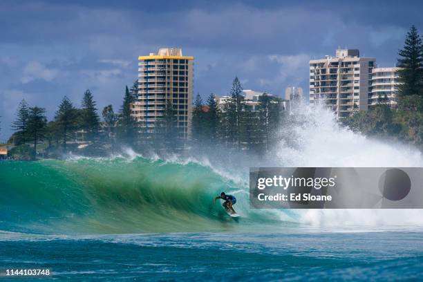 Griffan Colapinto of USA placed second in Heat 2 of the Semifinals of the Quiksilver Pro, Gold Coast, 2018.