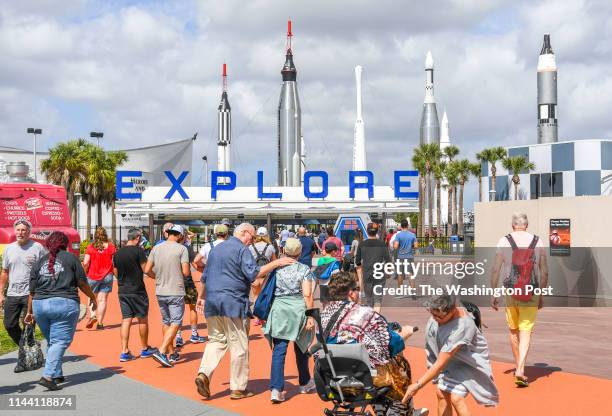 People arrive to tour The Kennedy Space Center Visitors Complex which draws nearly two million visitors per year to the Space Coast. It features...