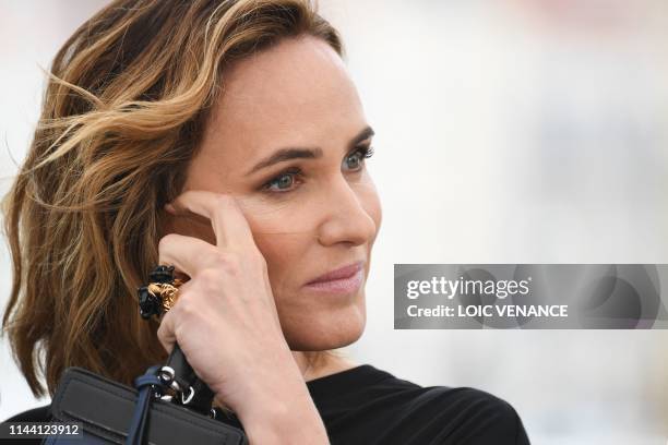 French actress Judith Godreche poses during a photocall for the film "The Climb" at the 72nd edition of the Cannes Film Festival in Cannes, southern...