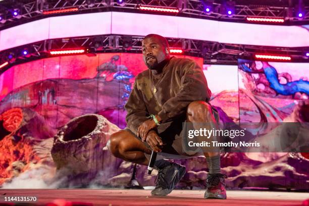 Kanye West performs during 2019 Coachella Valley Music And Arts Festival on April 20, 2019 in Indio, California.