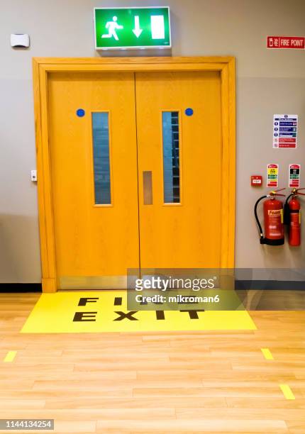 emergency fire doors in the supermarket - hospital door stock pictures, royalty-free photos & images