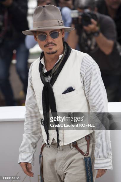 Actor Johnny Depp attends the "Pirates of the Caribbean: On Stranger Tides" Photocall during the 64th Annual Cannes Film Festival at Palais des...