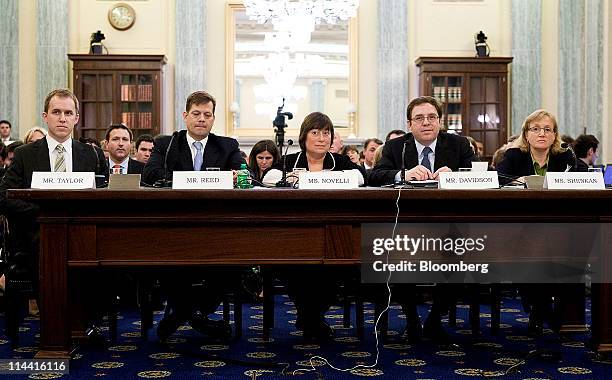 Bret Taylor, chief technology officer of Facebook Inc., from left, Morgan Reed, executive director of the Association for Competitive Technology,...