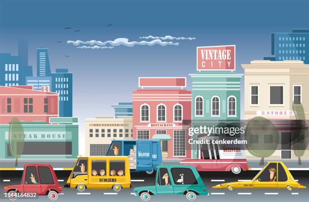 vintage city - car model stock illustrations