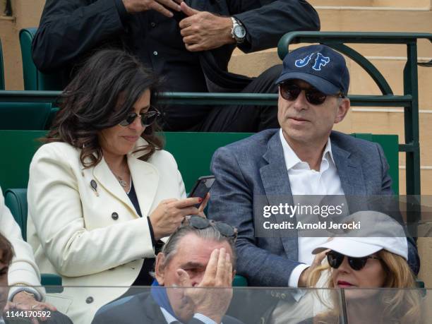 Jean-François Cope and wife Nadia attend the Rolex Monte-Carlo Masters at Monte-Carlo Country Club on April 21, 2019 in Monte-Carlo, Monaco.