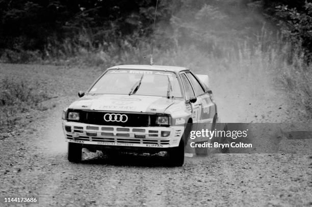 Michele Mouton, the French female World Rally Championship driver for Audi AG, driving her Audi Quattro A1 in a rally in Wales, U.K., on Saturday,...