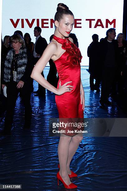 Model Petra Nemcova attends the Vivienne Tam Fall 2011 fashion show during Mercedes-Benz Fashion Week at The Theatre at Lincoln Center on February...