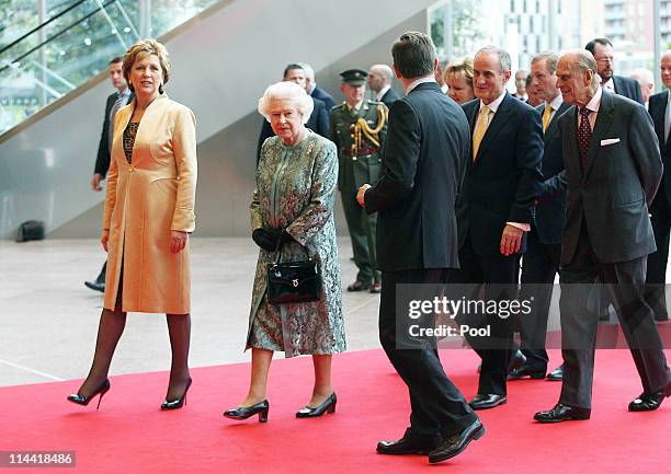 President Mary McAleese, Queen Elizabeth II, Dr Martin McAleese, Prince Philip, Duke of Edinburgh and British Ambassador Julian King at the...