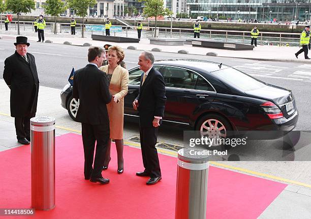 President Mary McAleese and Dr Martin McAleese pictured meeting British Ambassador Julian King at the Convention Centre Dublin during Queen Elizabeth...
