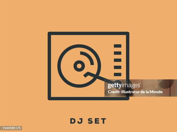 dj set outline icon - deck background stock illustrations