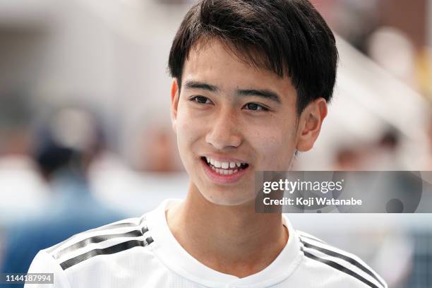 Takuhiro Nakai of Real Madrid looks on during the U16 Kirin Lemon Cup semi final between Real Madrid and JEF United Chiba at Yanagishima Sports Park...