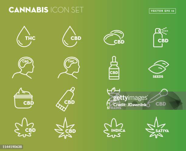 cannabis products icon set - oil capsule stock illustrations
