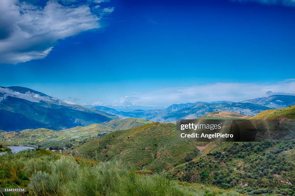 Mountains and valleys in the spanish region of Las Alpujarras