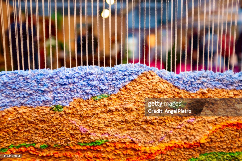 Collection of colored carpets of cotton
