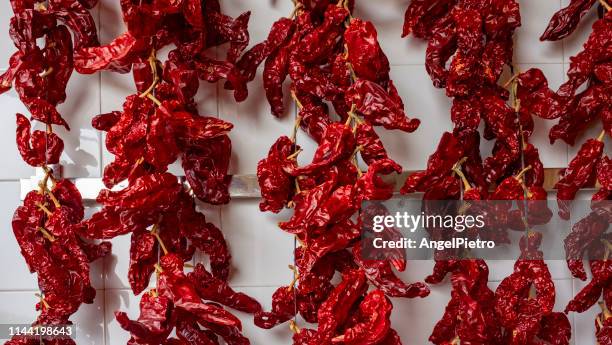 hanged dried peppers - smoked stock pictures, royalty-free photos & images