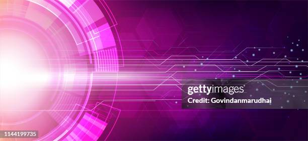 purple abstract technology circuit board background - virtual reality background stock illustrations